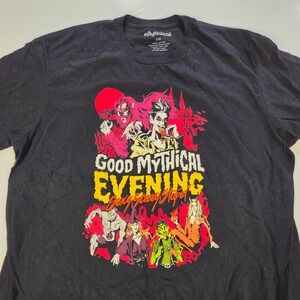 Mythical Good Mythical Evening Graphic T-Shirt Mens Lg Black Cotton Rhett Link
